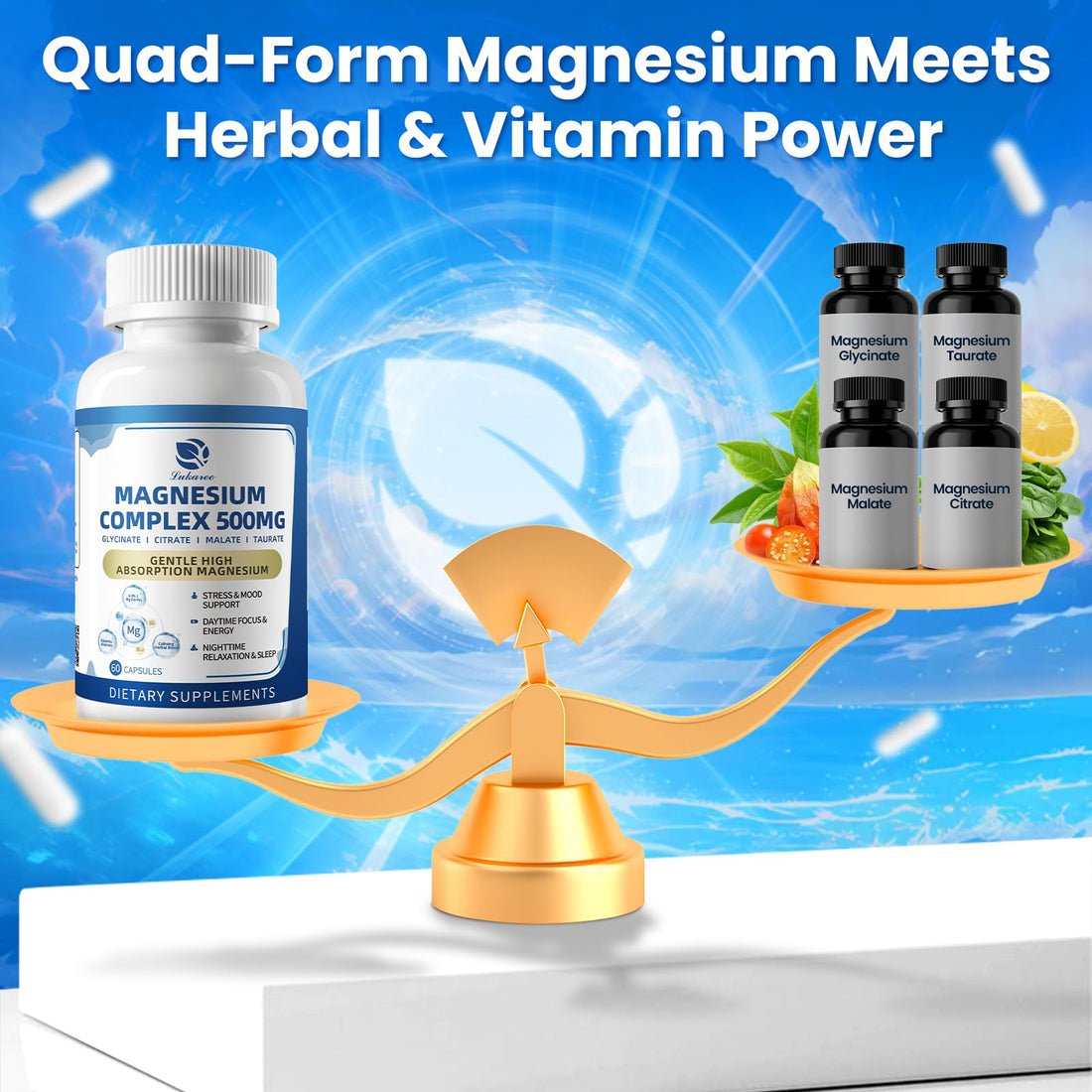 2 Pack Magnesium Complex for Women and Men 4-in-1 Magnesium Glycinate, Citrate, Malate, Taurate - Magnesium Supplement for Relaxation, Sleep & Focus, 60 Days Supply Lukaree uk supplements
