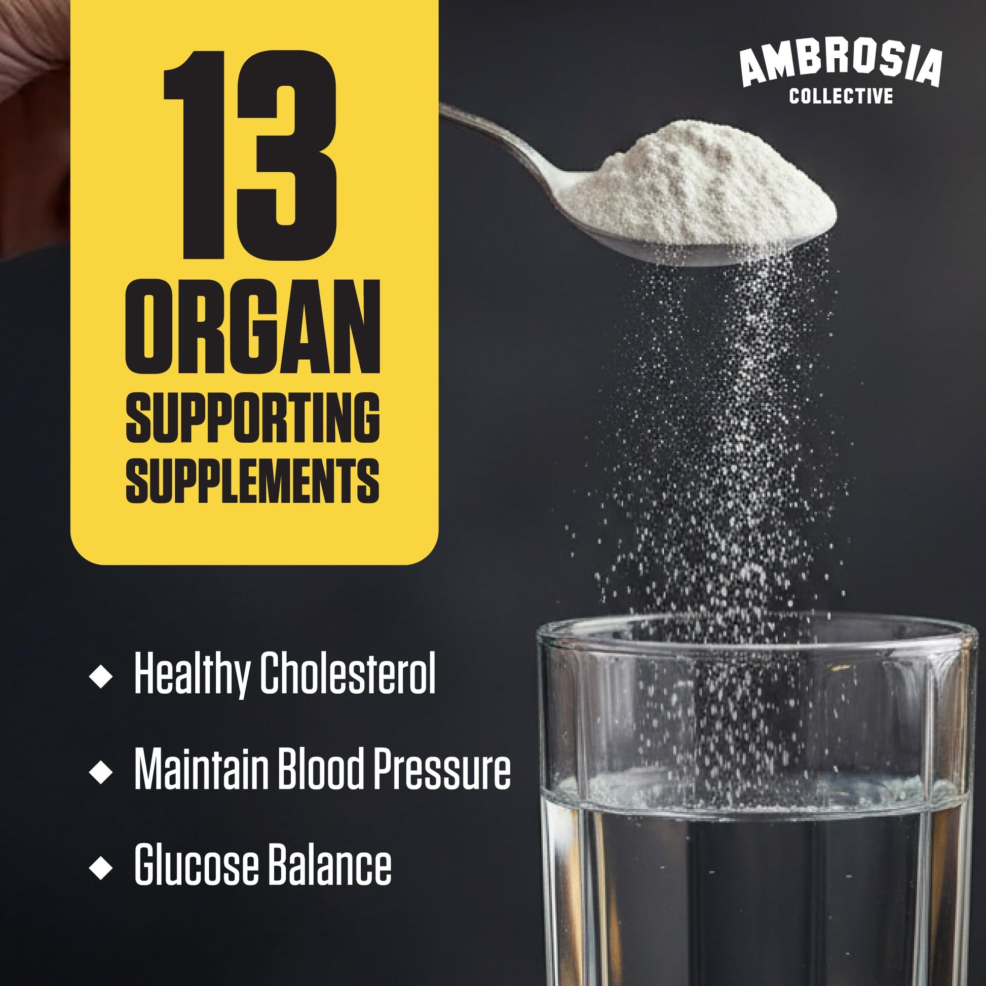 Ambrosia Superfood Organ & Cycle Support Powder | Liver & Kidney Support with Milk Thistle, Red Yeast Rice & CoQ10 | 13 Superfood Ingredients | 30 Servings | Honey Lemon Ambrosia uk supplements