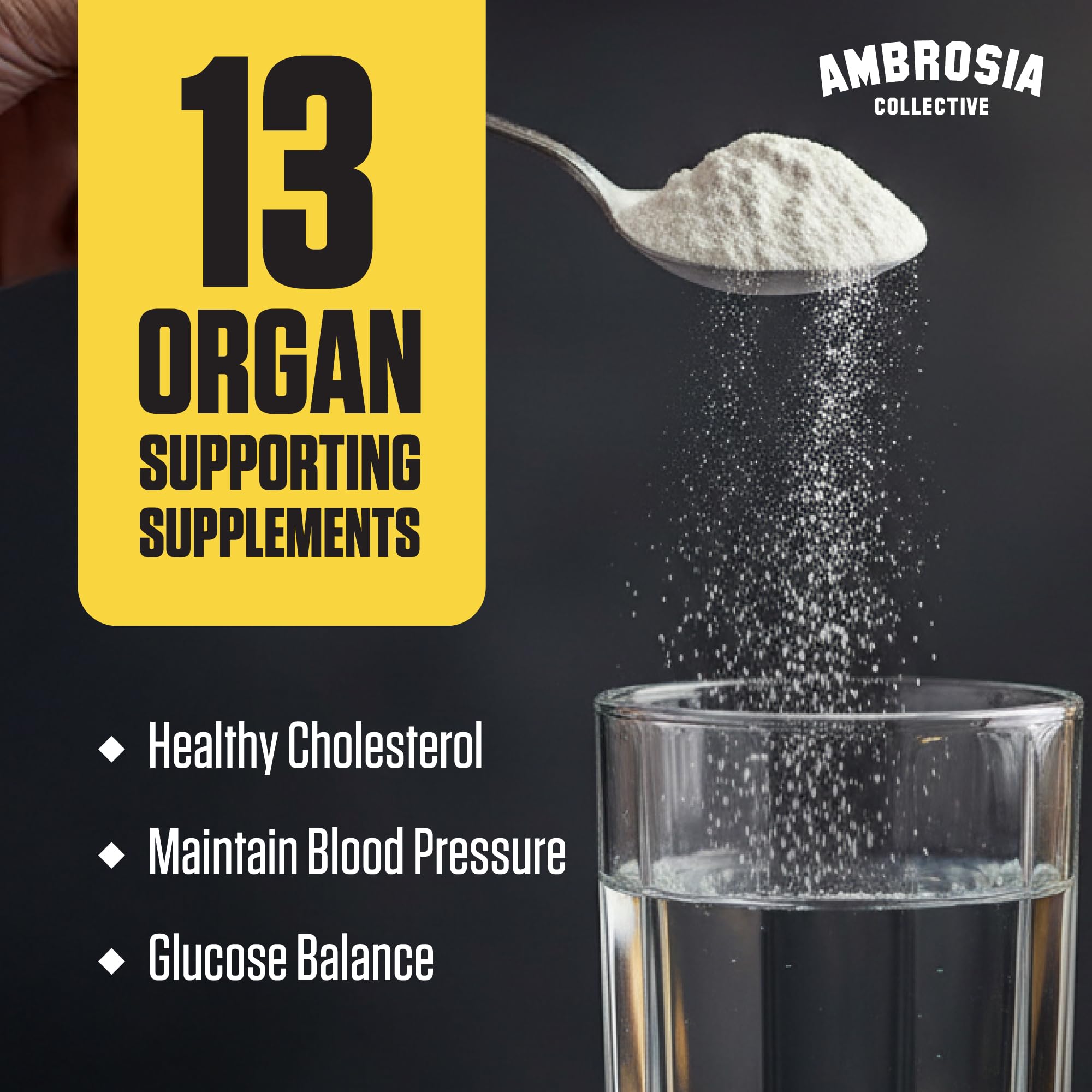 Ambrosia Superfood Organ & Cycle Support Powder | Liver & Kidney Support with Milk Thistle, Red Yeast Rice & CoQ10 | 13 Superfood Ingredients | 30 Servings | Honey Lemon Ambrosia uk supplements