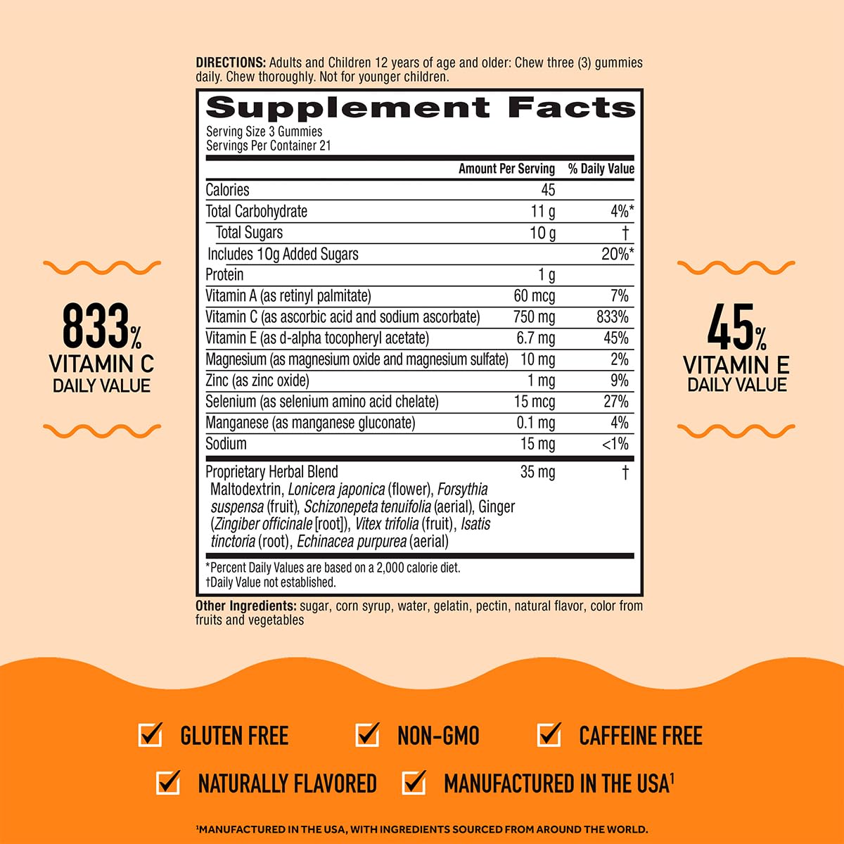 Airborne 750mg Vitamin C Immune Support Supplement Gummies for Adults, Assorted Fruit Flavor, Gluten Free Crafted Blend with Powerful Antioxidants Vitamins A C & E, 42 Gummies (2 Pack) Airborne uk supplements