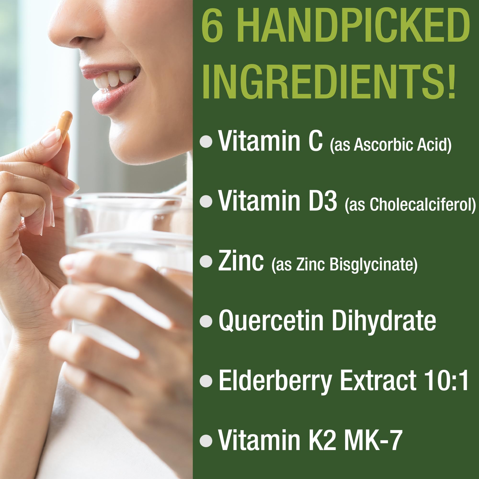 Immune Support Supplement with 6 Top Ingredients. Vitamin D3 K2 + Vitamin C + Elderberry + Zinc + Quercetin. Includes 5000 IU Vitamin D. Immunity Capsules. Supplements for Women and Men Peak Performance uk supplements