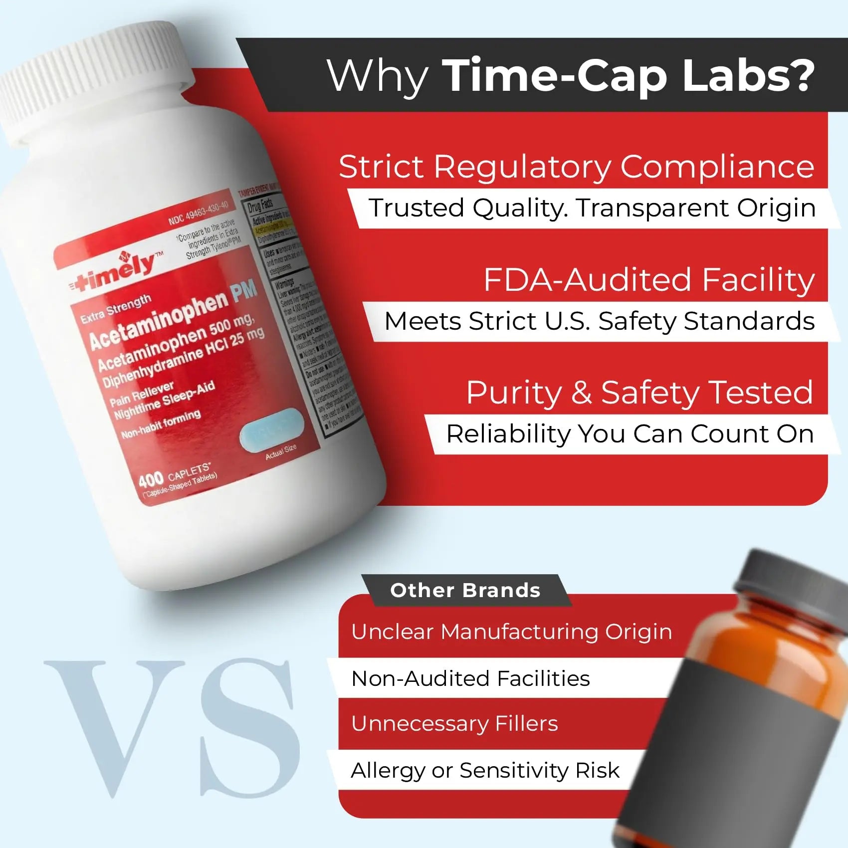 TIME-Cap Labs 400 Caplets Extra Strength Acetaminophen 500mg PM & Diphenhydramine HCl 25mg - PM Pain Reliever & Sleep Aid, Helps with Occasional Headaches & Minor Aches & Pains TIME-CAP LABS, INC. uk supplements