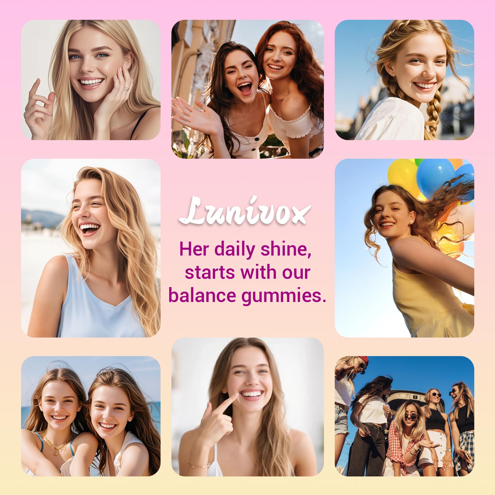 Lunivox Her Juicy Feminine Probiotics Gummies for Women, with Prebiotics & Slippery Elm - Promotes pH Balance, Gut Health & Immune Support - Pineapple Flavor, 60 Count Lunivox uk supplements