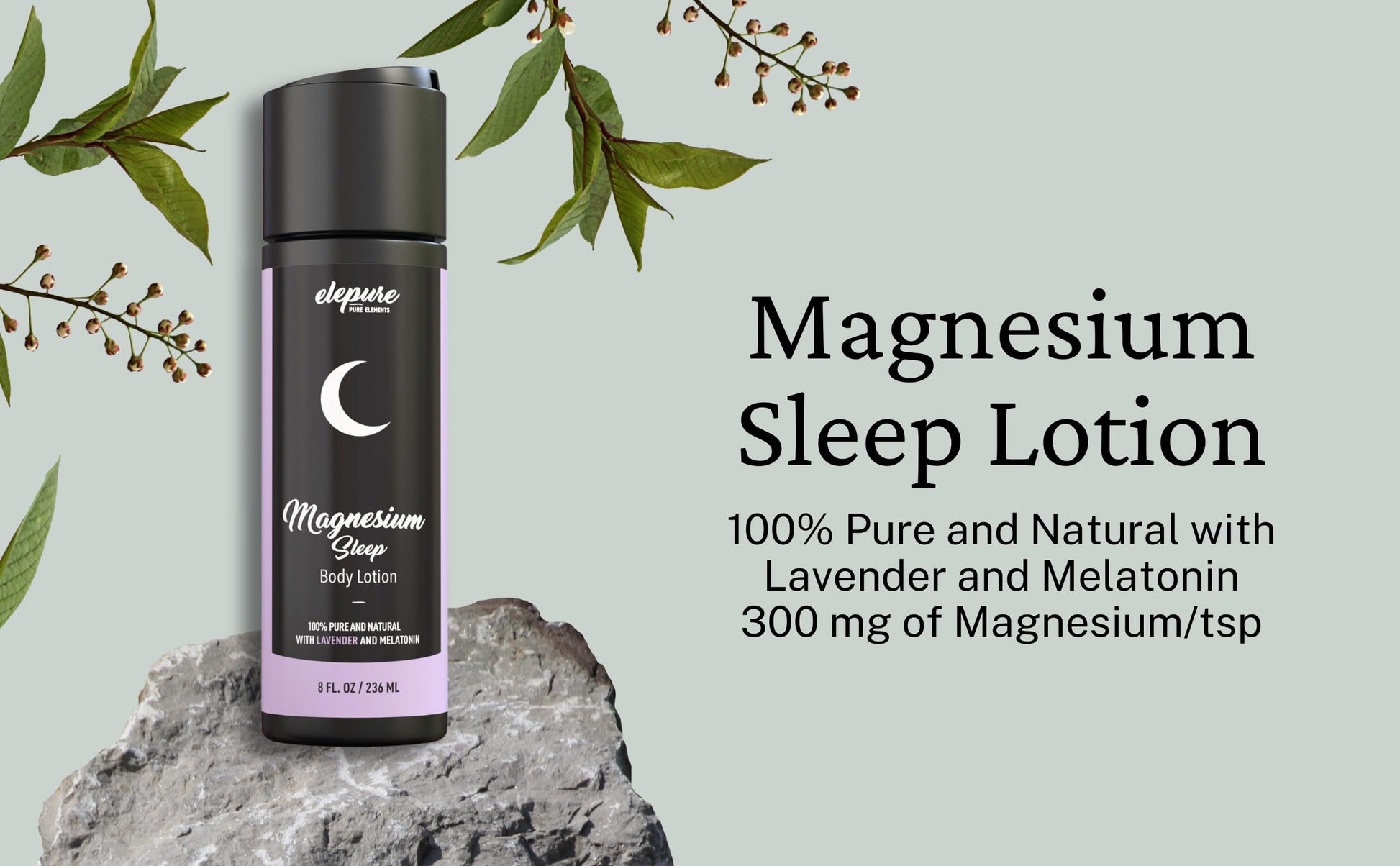 Elepure Pure Elements Magnesium Sleep Lotion with Lavender and Melatonin - Topical Application Night Cream- High Potency - Organic Materials - Large Size - Great Value - 8 fl. oz Elepure Pure Elements uk supplements