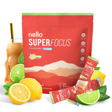 Nello Superfocus Mojito with Caffeine Nootropic Focus Drink Mix, 20 On-The-Go Packets, Alpha GPC, Lions Mane, Rhodiola, Sugar-Free Nello uk supplements