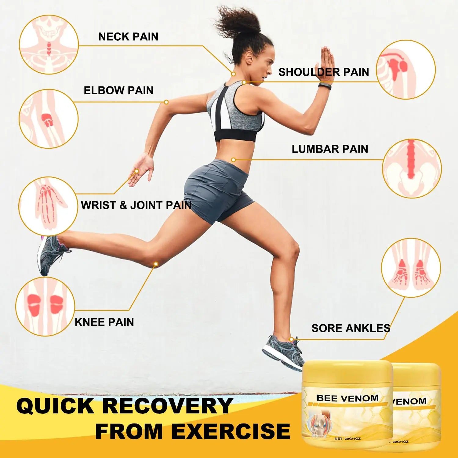 Botou 2PCS New Bee Venom Professional Joint Cream, for Neck, Waist, Back, Hands, Feet and Legs Advanced Bee Propolis Joint Cream, yellow Botou uk supplements