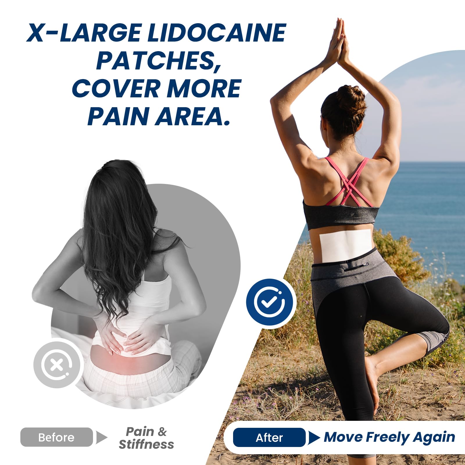 Sumifun XL Lidocaine Patches for Pain Relief, 4% Lidocaine Maximum Strength OTC, Extra Large 4.72"x7.87" for Full Back Pain Patches & Large Areas (Extra Large, Count, 13) Sumifun uk supplements