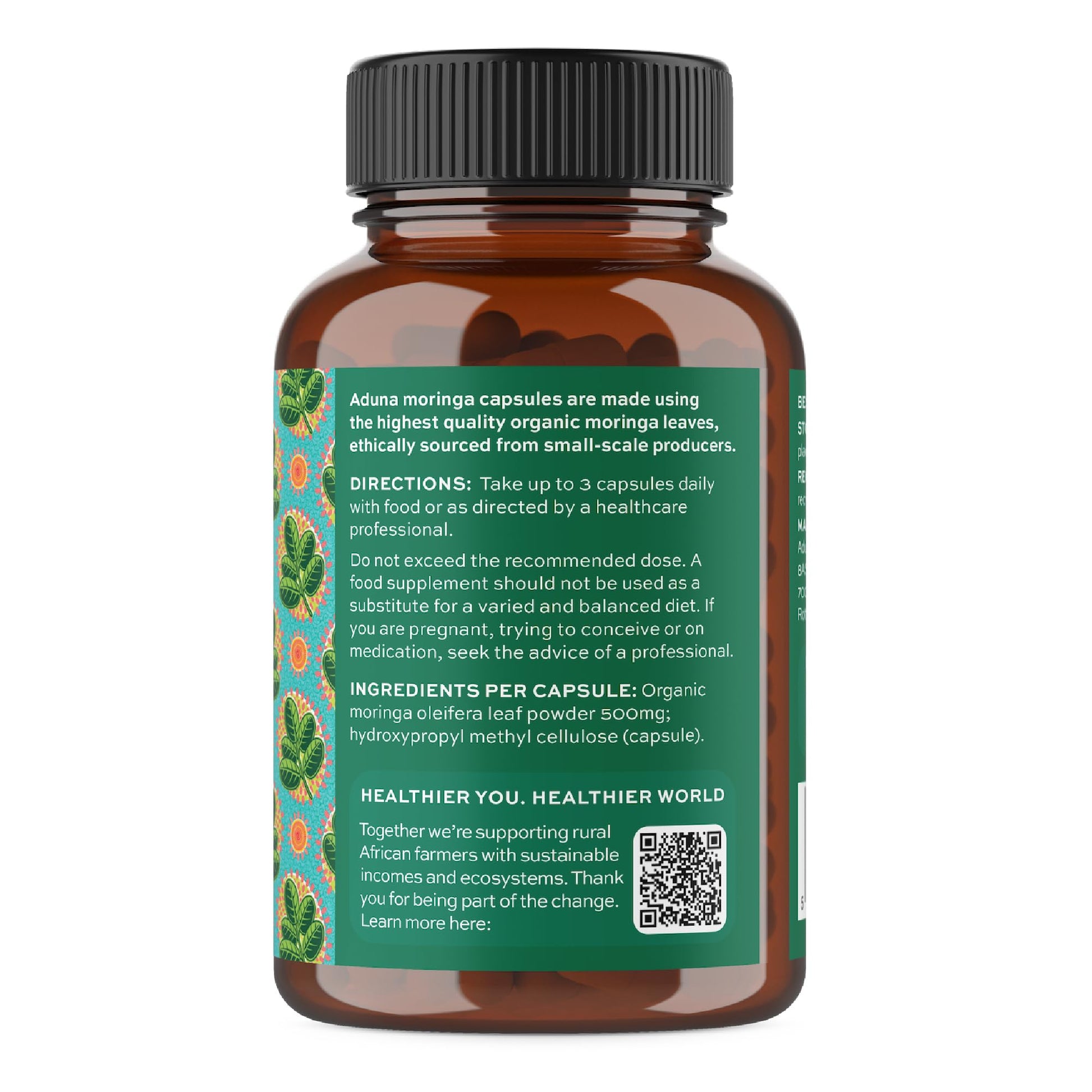 Aduna Organic Moringa Capsules 1500mg | 100% Pure Moringa Leaf for Energy, Immunity & Focus | Natural Plant-Based Food Supplement for Tiredness, Recovery & Breastfeeding | 180 Vegan Capsules Aduna uk supplements
