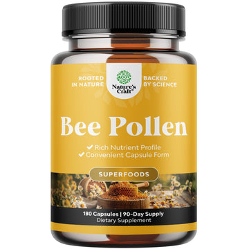 Bee Pollen Pills for Breast Growth 180 Ct - Bee Pollen Supplement 1000mg Serving with Naturally Occurring B Vitamins Minerals & Enzymes - Breast Support Supplement - Vegetarian Non-GMO & Gluten Free Natures Craft uk supplements