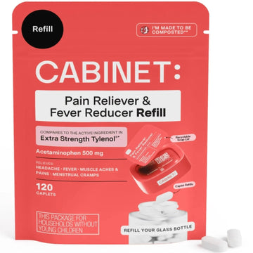 Cabinet: 500mg Acetaminophen for Headache Relief, Toothaches, Sore Throat, and Fever Reducer, 120 Tablets (Refill Pouch) Cabinet: uk supplements