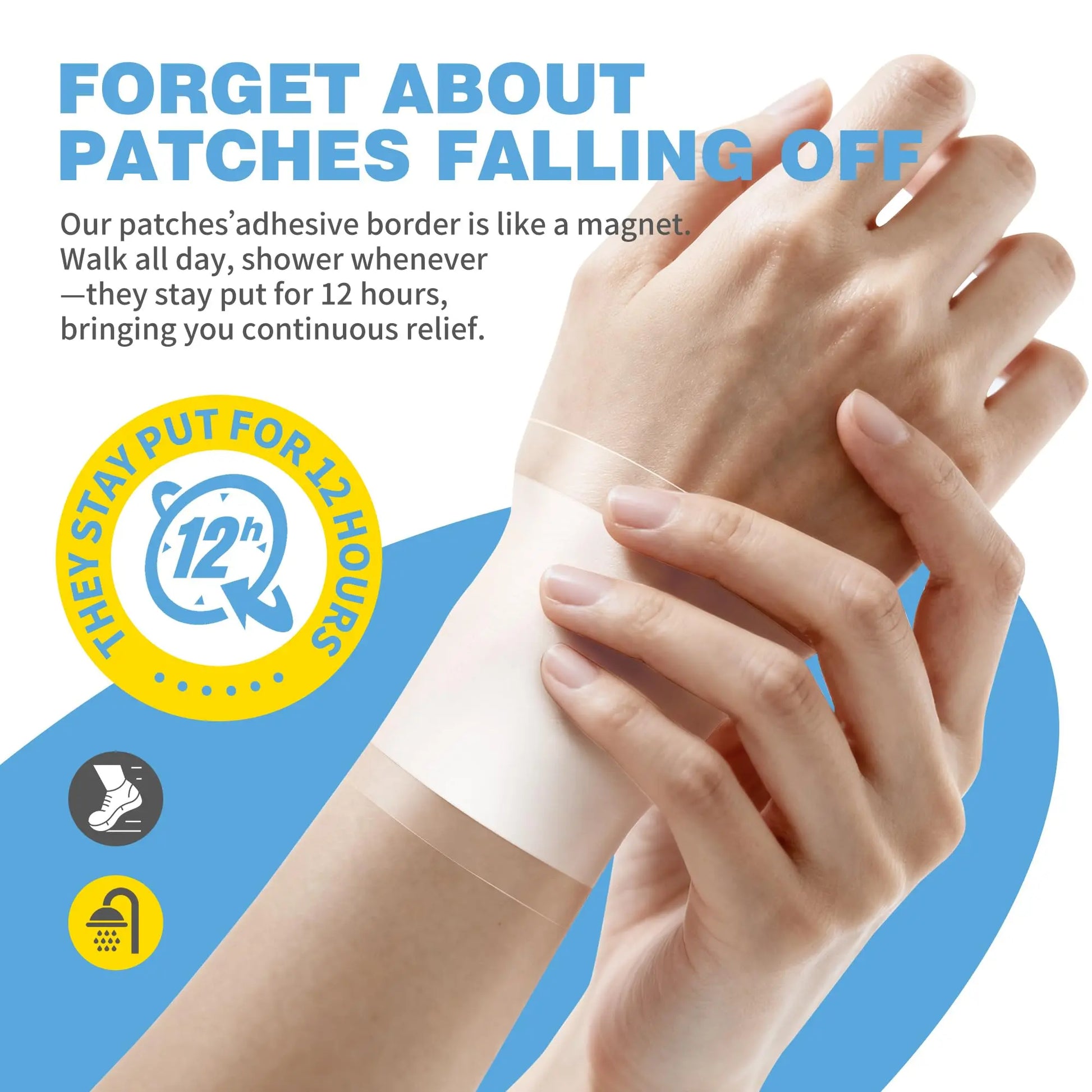 CARELAND Plantar Fasciitis Lidocaine Pain Patches with Hydrogel Technology- Waterproof with Sticky Border, 12 Hour Pain Relief - Contours to Your Foot - 16 Ct CARELAND uk supplements