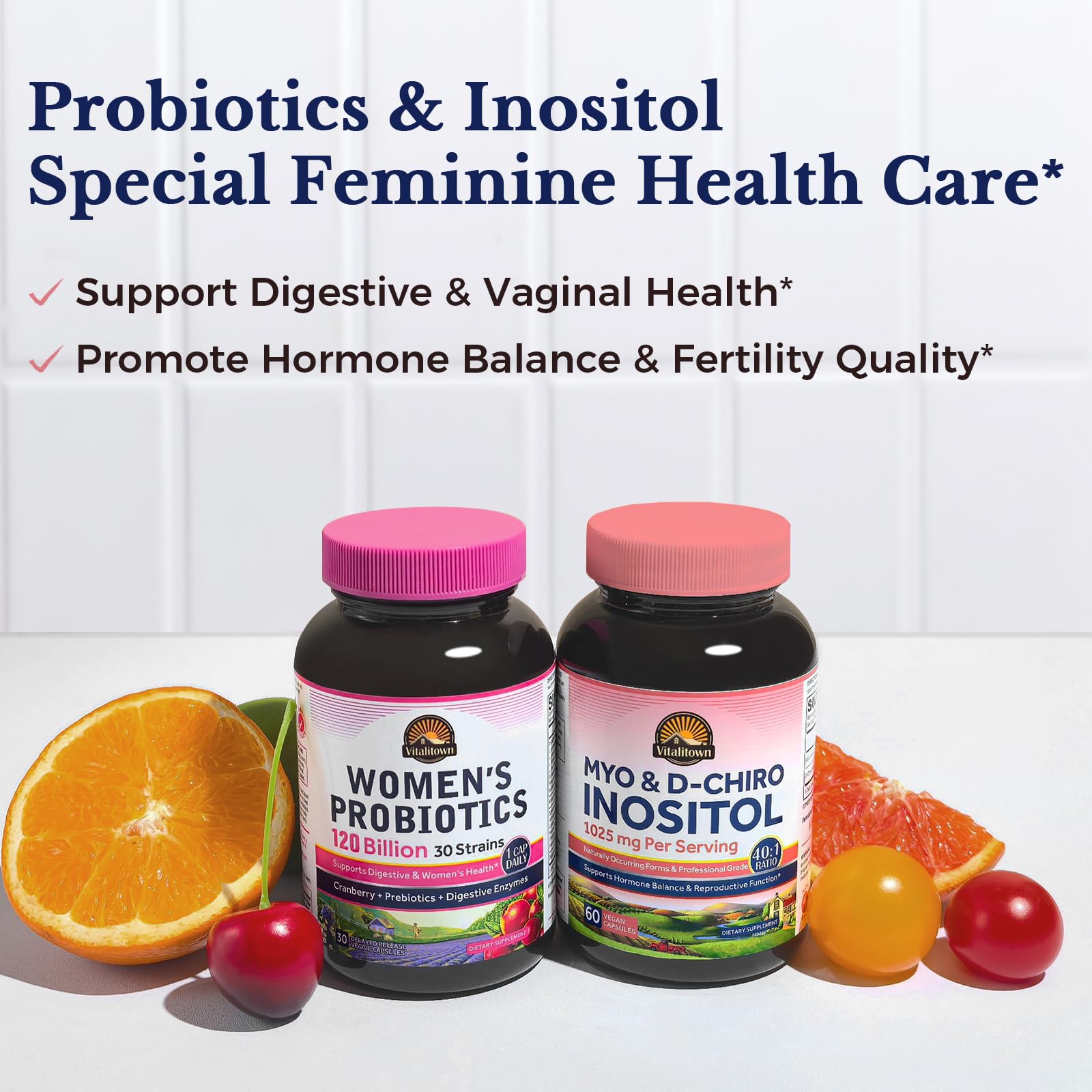 Vitalitown Inositol Supplement for Women, Myo-Inositol & D-Chiro Inositol, Ideal 40:1 Ratio, Hormone Balance & Healthy Ovarian Support for Women, Vitamin B8, Vegan, 60 Capsules, No Gluten Vitalitown uk supplements