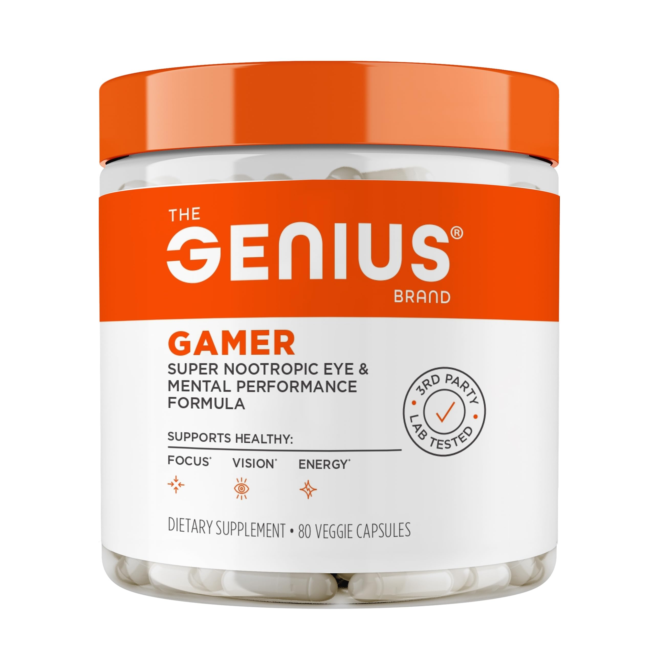 Genius Gamer, Gaming Focus Supplement, 80 Pills - Elite Nootropic Performance Booster - Boost Brain & Mental Clarity, Reaction Time & Concentration - Blue Light Support with Lutemax The Genius Brand uk supplements