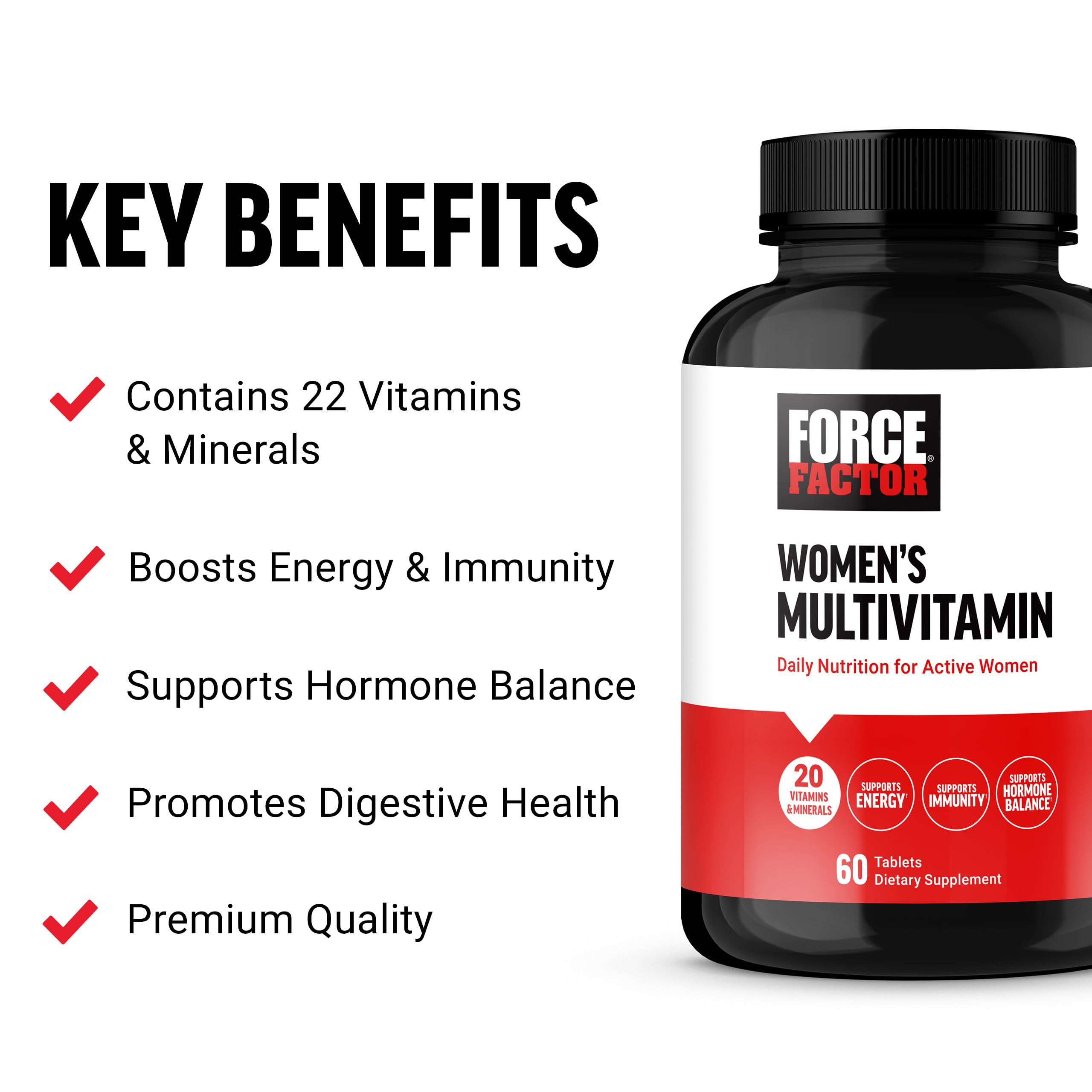 Force Factor Women’s Multivitamin, Multivitamin for Women to Support Hormone Balance, Energy, Immunity, and Gut Health, with 20 Vitamins & Minerals, Ashwagandha, Chasteberry, and More, 60 Tablets Force Factor uk supplements