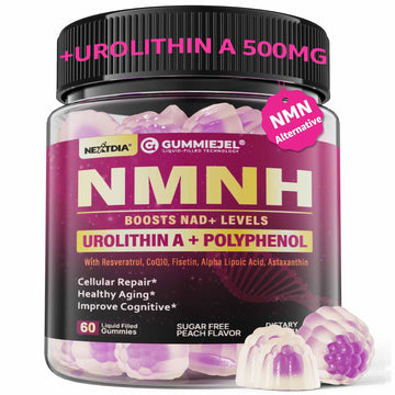 NMNH Gummies 300MG for Longevity with Urolithin A, Polyphenol Blend, Resveratrol, NAD+ Supplement for Women & Men Boost NAD+ Levels, Optimized Aging, Cell, DNA Repair, Energy, Focus, Sugar Free, 60cts Nextdia uk supplements