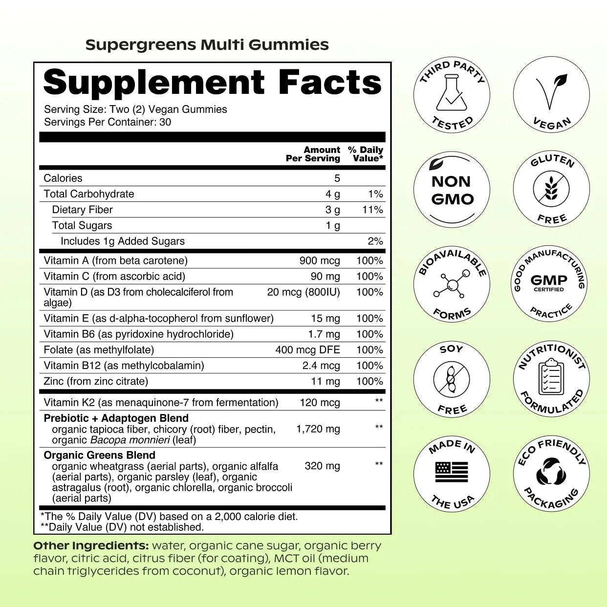 wholier Supergreens Multi Gummies, Daily Greens with Prebiotics, Fiber, Adaptogens, Plant-Based Multivitamin with 9 Essential Vitamins wholier uk supplements