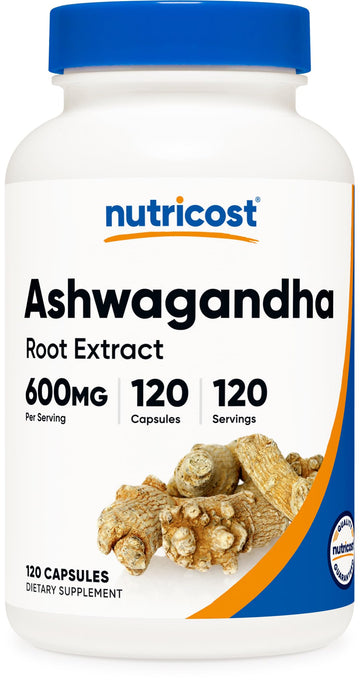 Nutricost Ashwagandha Herbal Supplement 600mg, 120 Capsules - Vegetarian, Non-GMO, Gluten Free, Ashwagandha Root Nutricost uk supplements