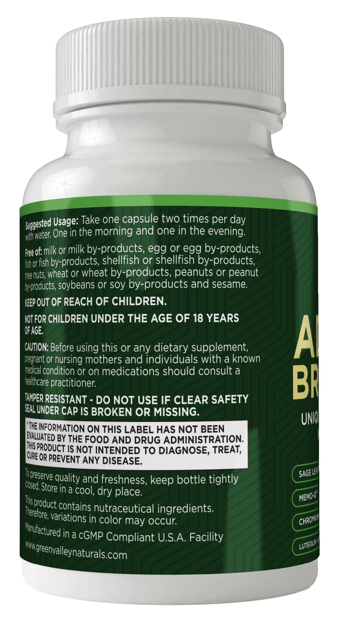 GREEN VALLEY NATURALS - Advanced Brain Power - Supports Healthy, Normal Brain Function, Focus and Concentration, clinically formulated to Support Healthy Brain Clarity. (1 Bottle, 60, Count) GREEN VALLEY NATURALS uk supplements