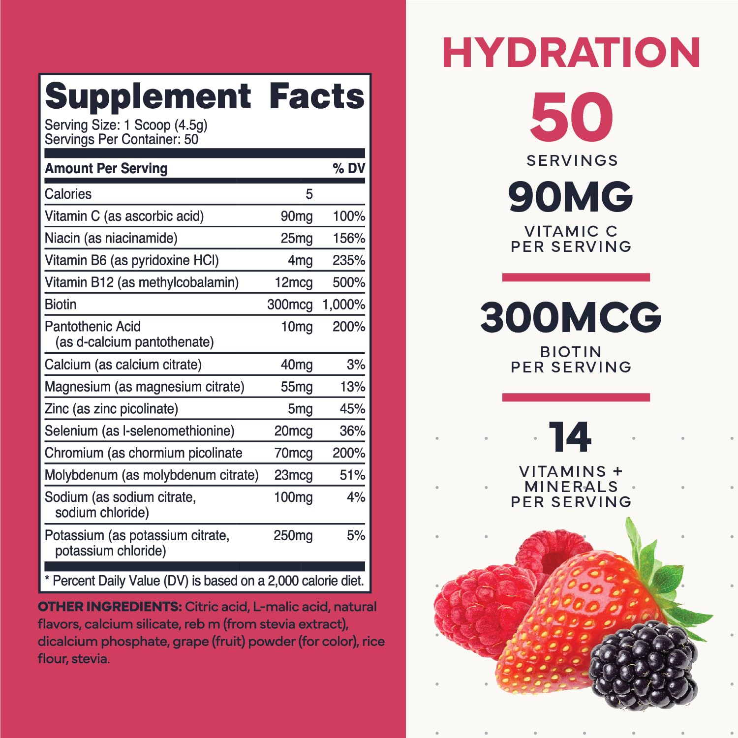 Type Zero Clean Electrolytes Hydration Powder Drink Mix + 14 Essential Vitamins & Minerals - Sugar Free, Zero Artificial Ingredients - Mixed Berry Flavor, 50 Servings Type Zero uk supplements