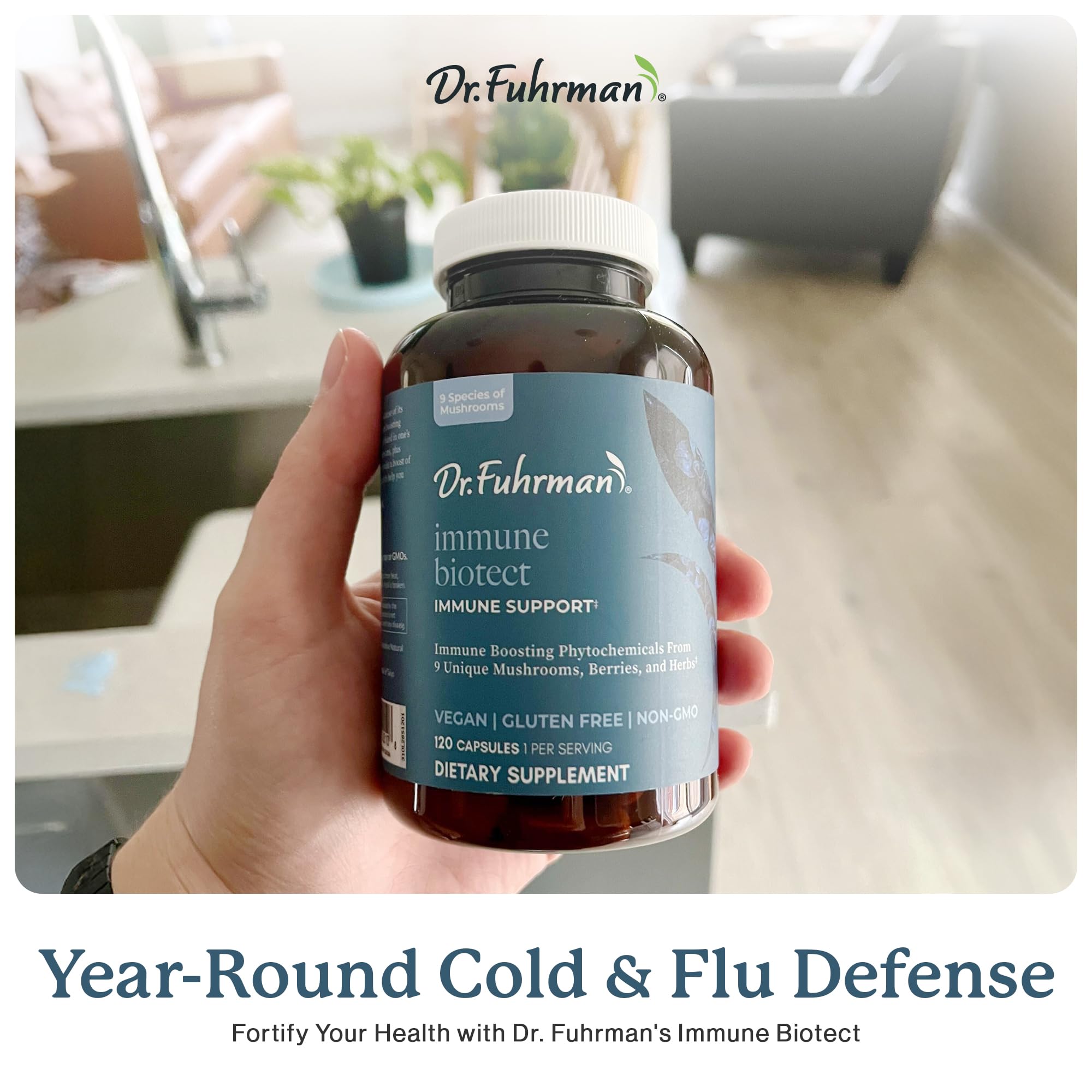 Dr. Fuhrman All Natural Immune Support Supplement | Whole-Food Derived Vitamin for Immunity Defense | Organic Mushrooms, & Berries | Organic Lion’s Mane, Maitake, Reishi, and Elderberry | 120 Caps Dr. Fuhrman uk supplements