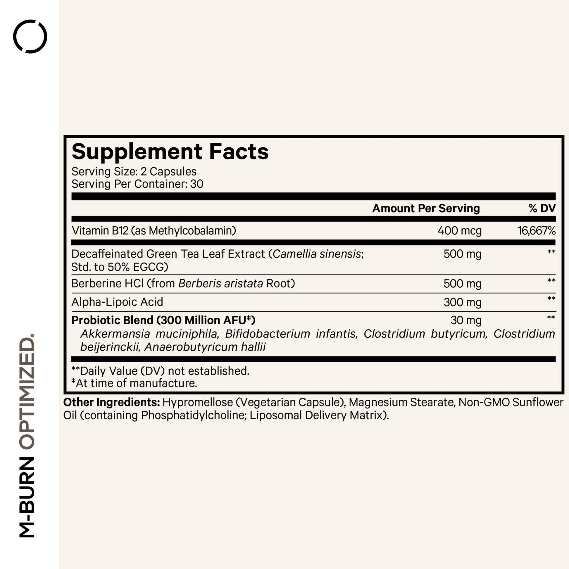 Codeage M-Burn Optimized Supplement - Decaffeinated Green Tea Std. to 50% EGCG, Berberine, Akkermansia, Vitamin B12 - Probiotics - Vitamins - 60 Capsules Codeage uk supplements