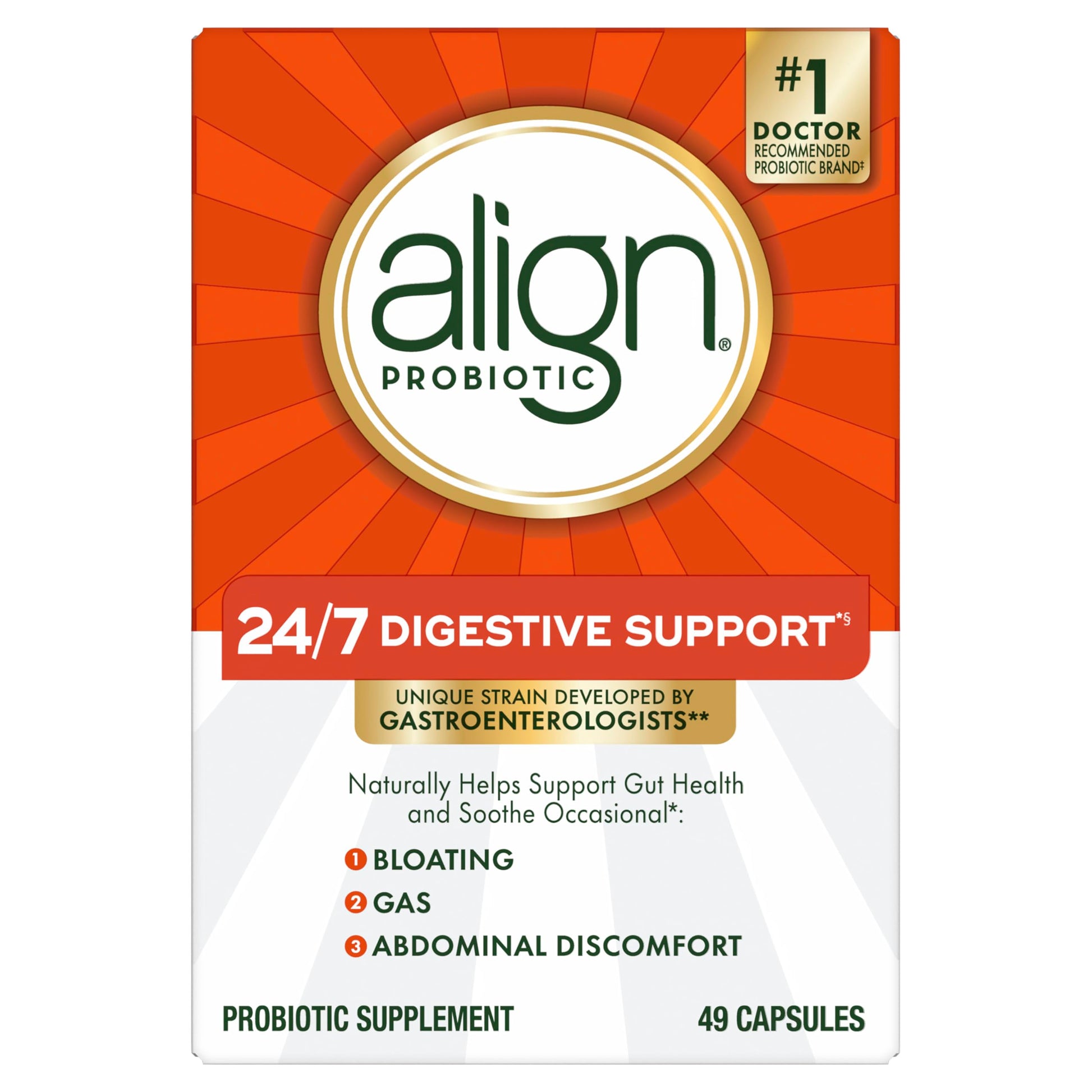 Align Probiotic, 24/7 Digestive Support*§, Probiotics for Women and Men, Probiotics for Digestive Health, Men and Womens Probiotic Capsules Help Relieve Occasional Bloating & Gas*, 49 Capsules Align uk supplements