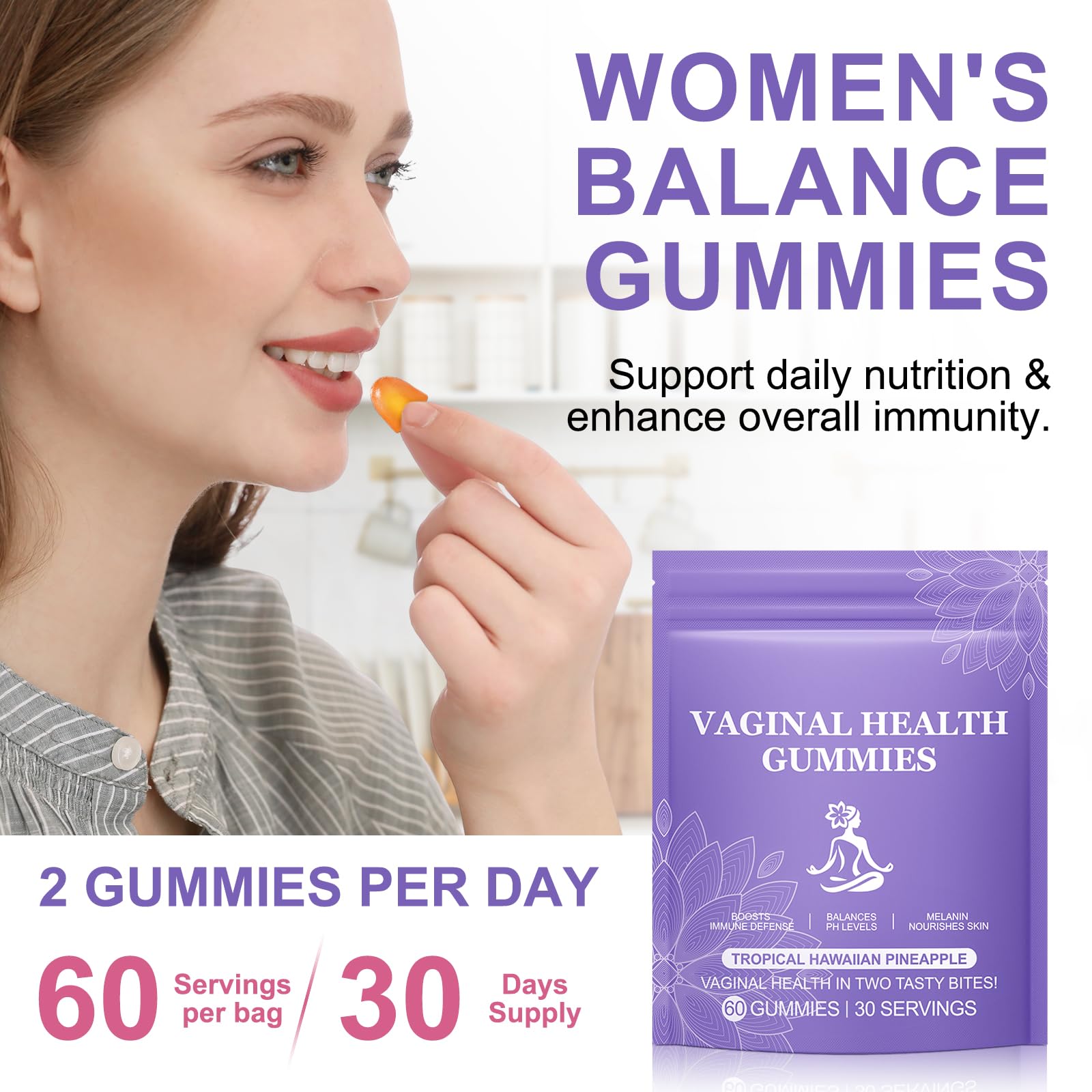 Vital Vaginal Probiotic Gummies for Women, 60PCS Feminine Balance Gummies, PH Balance,Immune Support, Vegan, Gluten-Free, Vaginal Probiotics Supplement, 60 Count DCTTVHVD uk supplements