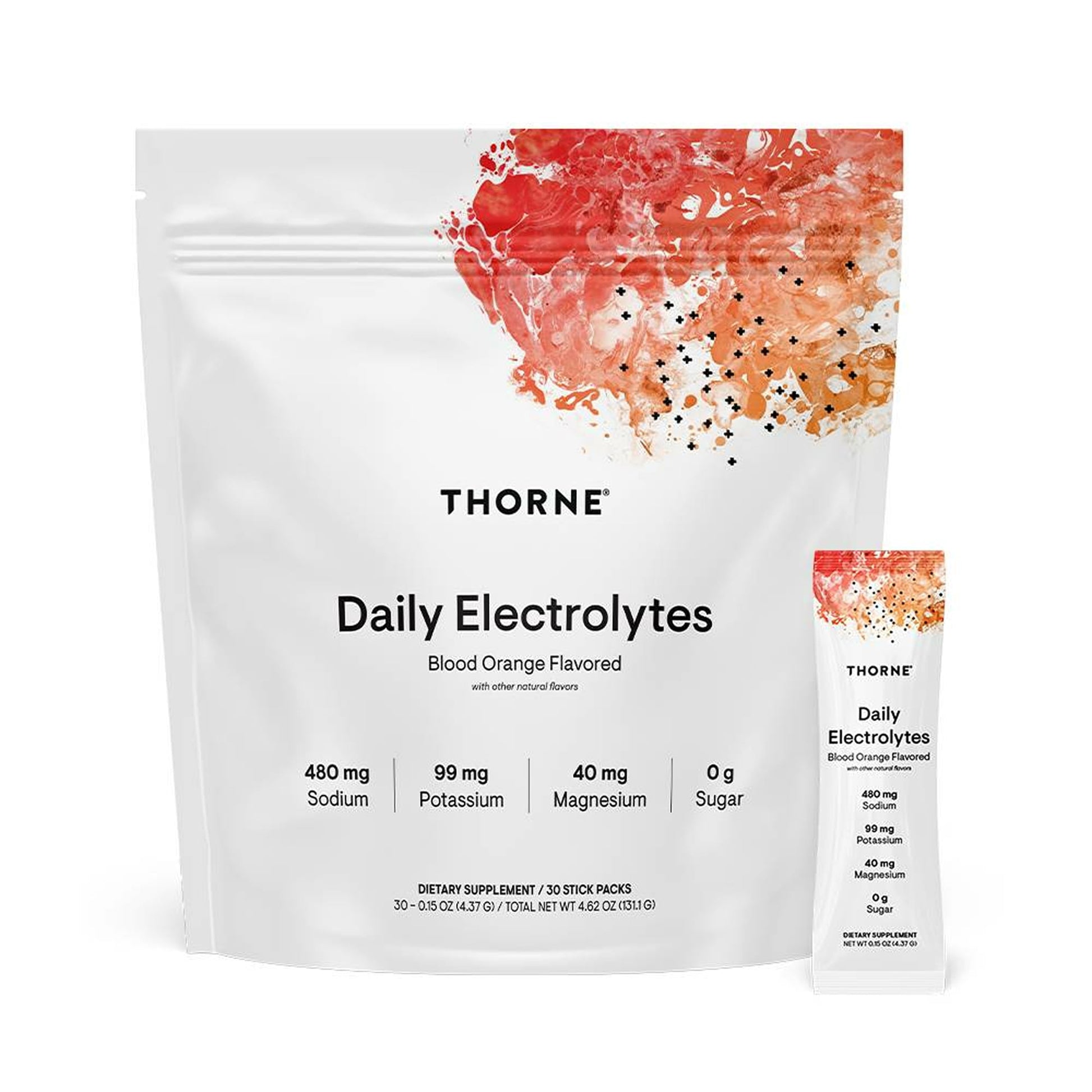 THORNE - Daily Electrolytes - Zero Sugar & Low-Calorie Electrolyte Powder Drink Mix - Flavors Derived from Natural Sources - NSF Certified for Sport - Blood Orange - 30 Stick Packs THORNE uk supplements