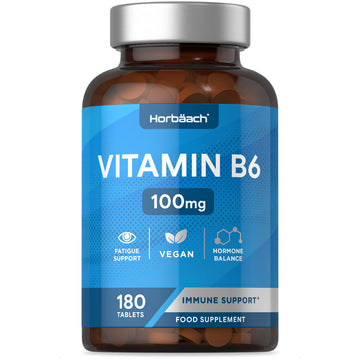 Vitamin B6 100mg | 180 High Strength Tablets | Regulation of Hormonal Activity & Fatigue Horbäach uk supplements