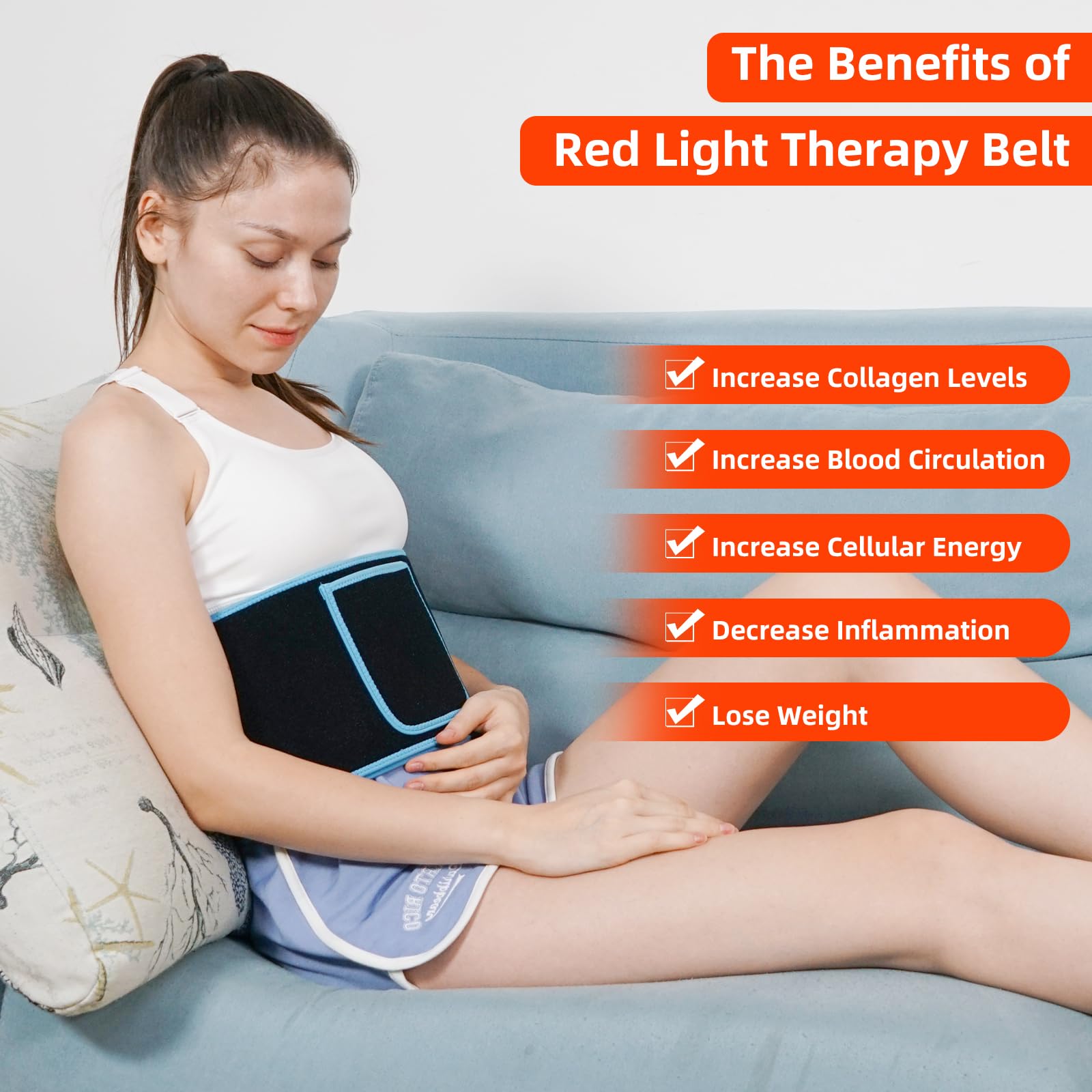 Red Light Therapy Belt, 660&850nm 3 -in-1 Big Chips Near Infrared Therapy Wrap for Body HEDYNSHINE uk supplements