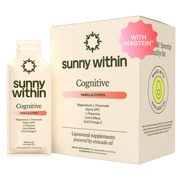 Sunny Within - Brain Health Supplement - Magnesium L-Threonate from Magtein®, Lion’s Mane, Alpha GPC, L-Theanine, ALA & Avocado Oil - Focus, Mood & Memory Support* - 30 Daily Vegan Pouches Sunny Within uk supplements