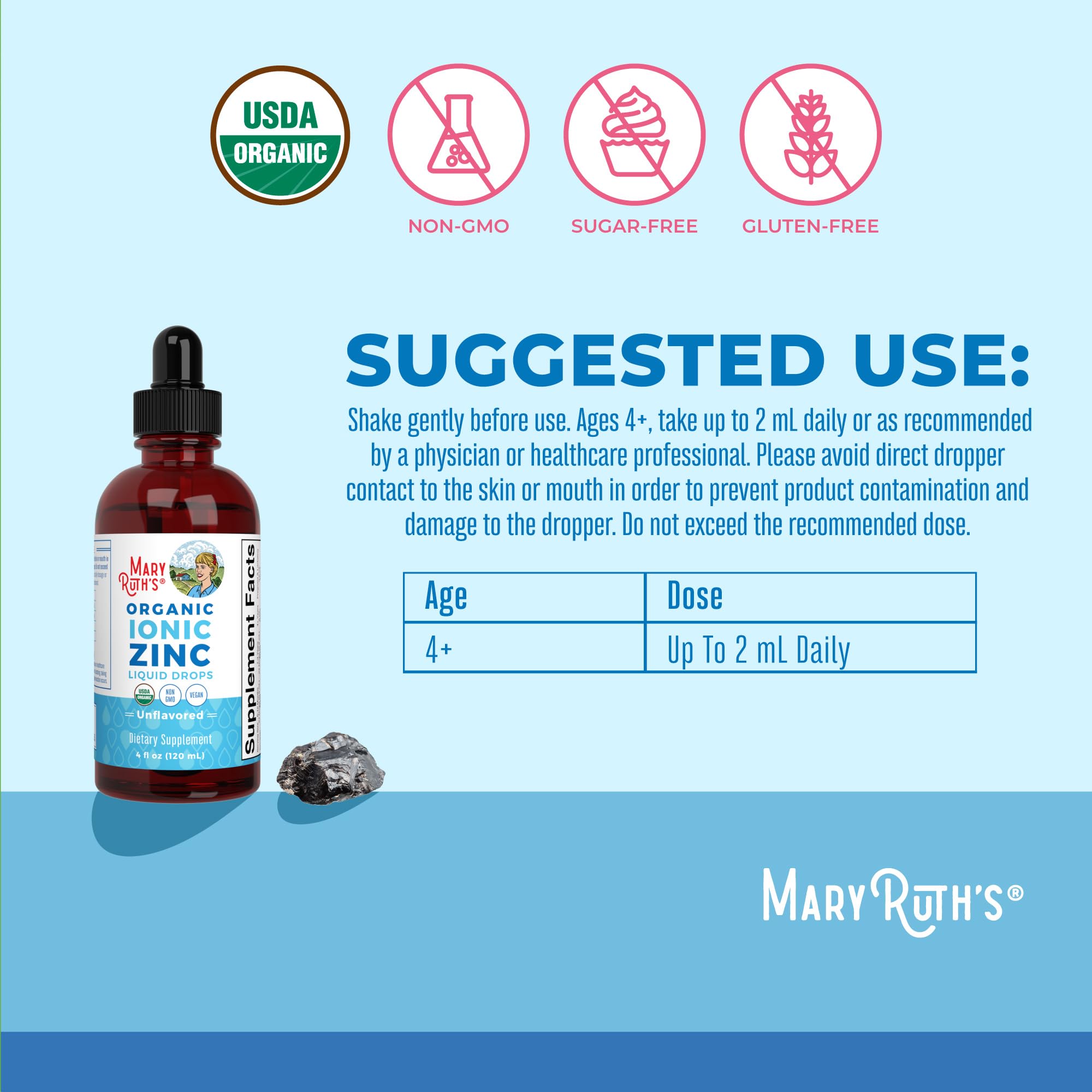 MaryRuth Organics Zinc Supplement for Immune Support, Immune Support Supplement for Kids, Ages 4-13, Zinc Sulfate, Vegan, USDA Organic, Glycerin Based, 2 Fl Oz MARYRUTH'S uk supplements