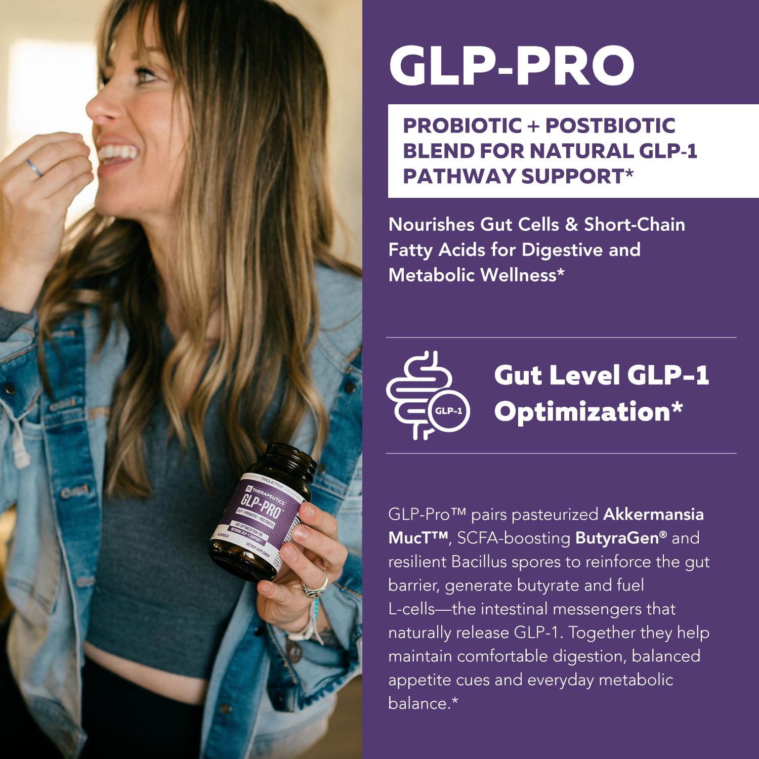 GLP-Pro™: Probiotic & Postbiotic Blend for Natural GLP-1 Support — Akkermansia MucT™, ButyraGen® Butyrate Generator & Spore Bacillus — Healthy Appetite, SCFA & Metabolic Balance — 30 Count Triquetra Health uk supplements
