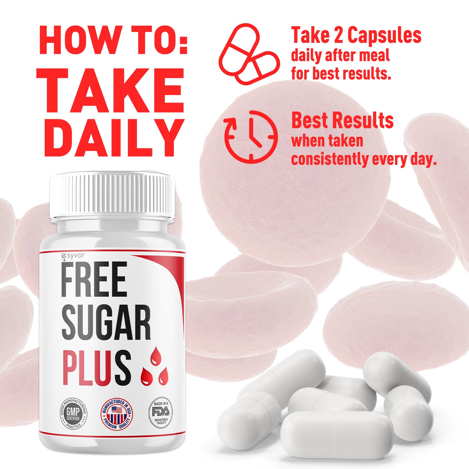 Free Sugar Plus Capsules, Official FreeSugar Plus Blood Health Support Pills With All Natural Ingredients, Free Sugar Plus Advanced Wellness Support with Premium Vitamins for Women & Men (60 Capsules) Syvor uk supplements