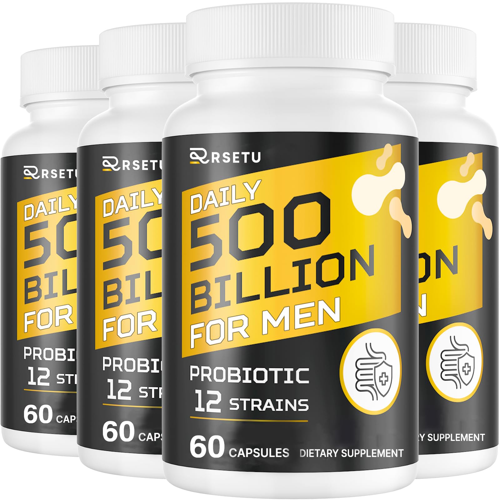 Probiotics for Men, 500 Billion CFUs & 12 Strains Mens Probiotic with Turmeric Cranberry, Goji, Gut Health for Men, for Digestive Health, Gut, Bloating & Gas, Immune, Energy Support, 120-Day Supply RSETU uk supplements