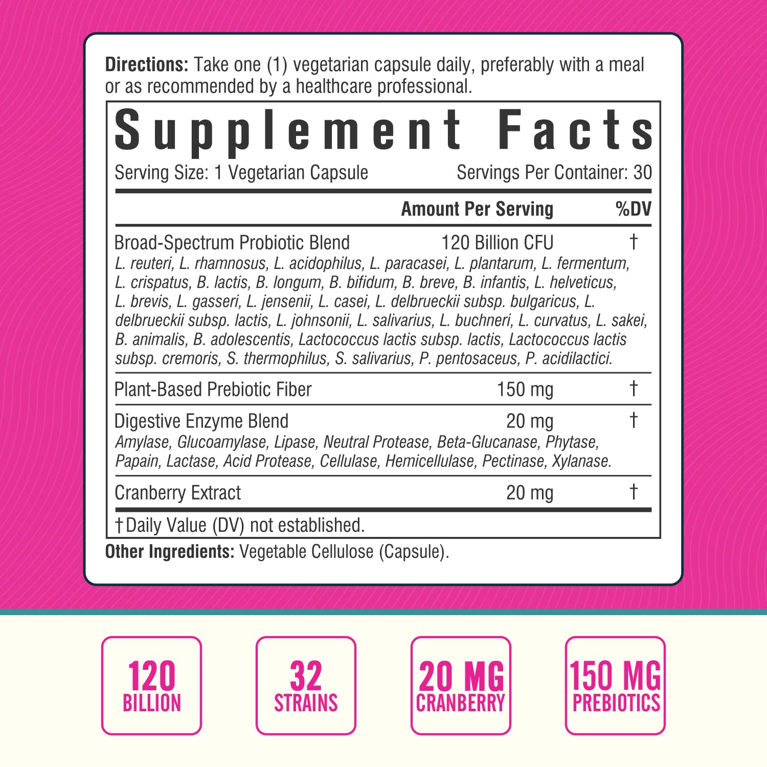 NordVida Women's Probiotic, 120 Billion & 32 Strains, Shelf Stable Probiotic for Gut Nordvida uk supplements