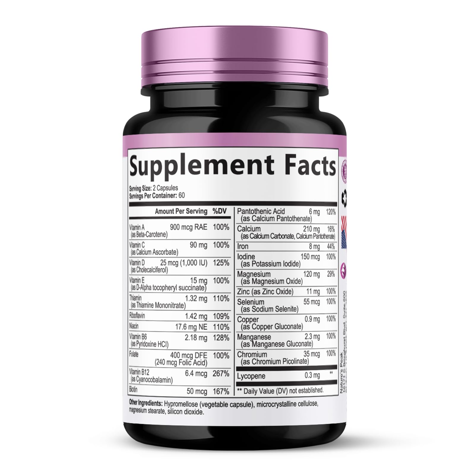 Multivitamin for Women - Complete Daily Womens Multivitamins with Calcium, Folate, Vitamin A, C, D, E & B Vitamins, Zinc and Iron - Multi Vitamins for Bone, Energy & Immune Support - 120 Capsules Nature's Peak uk supplements