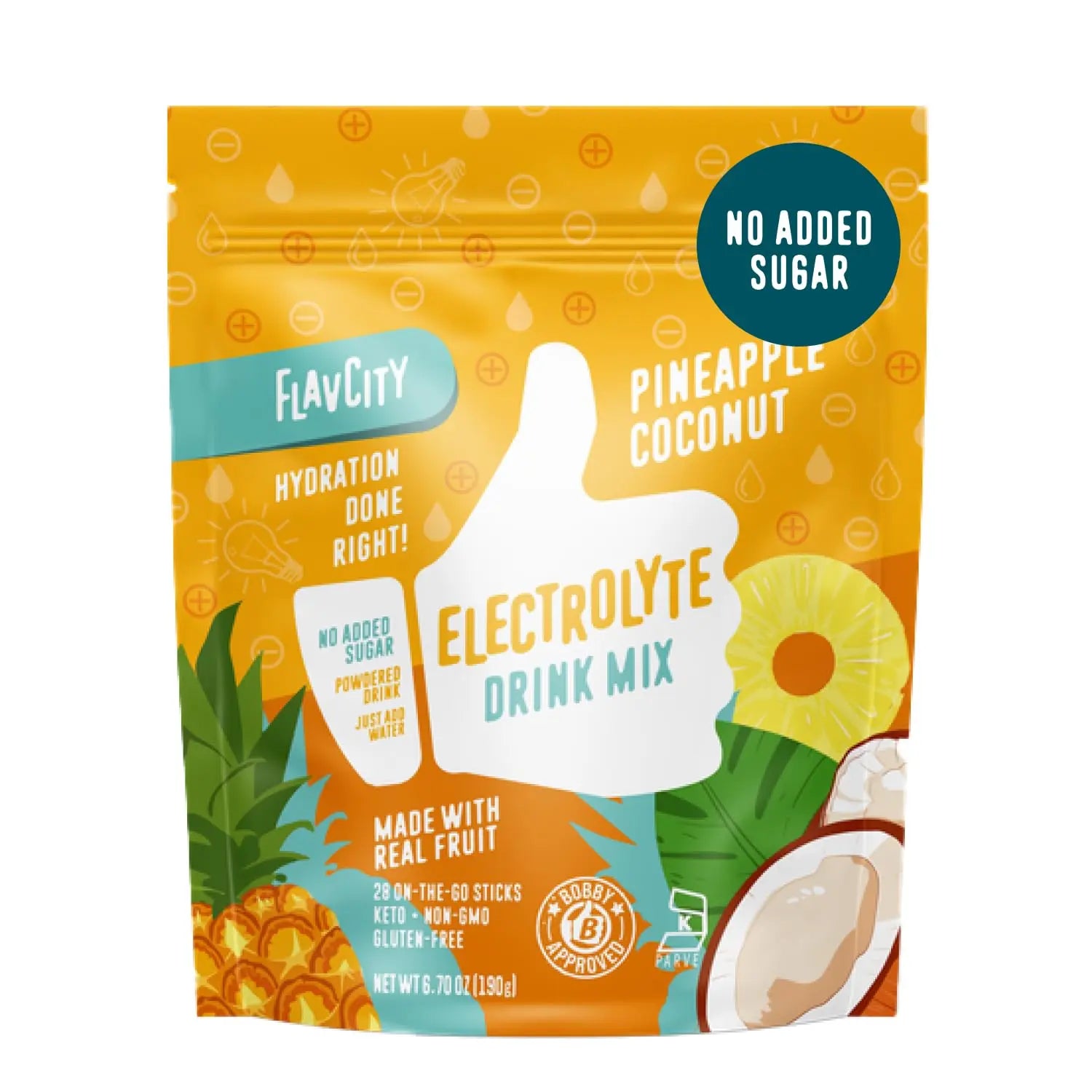 FlavCity Pineapple Coconut Electrolytes Powder Packets - 28 Hydration Packets - No Added Sugar - Hydration Powder with Real Fruit & Unrefined Sea Salt FlavCity uk supplements
