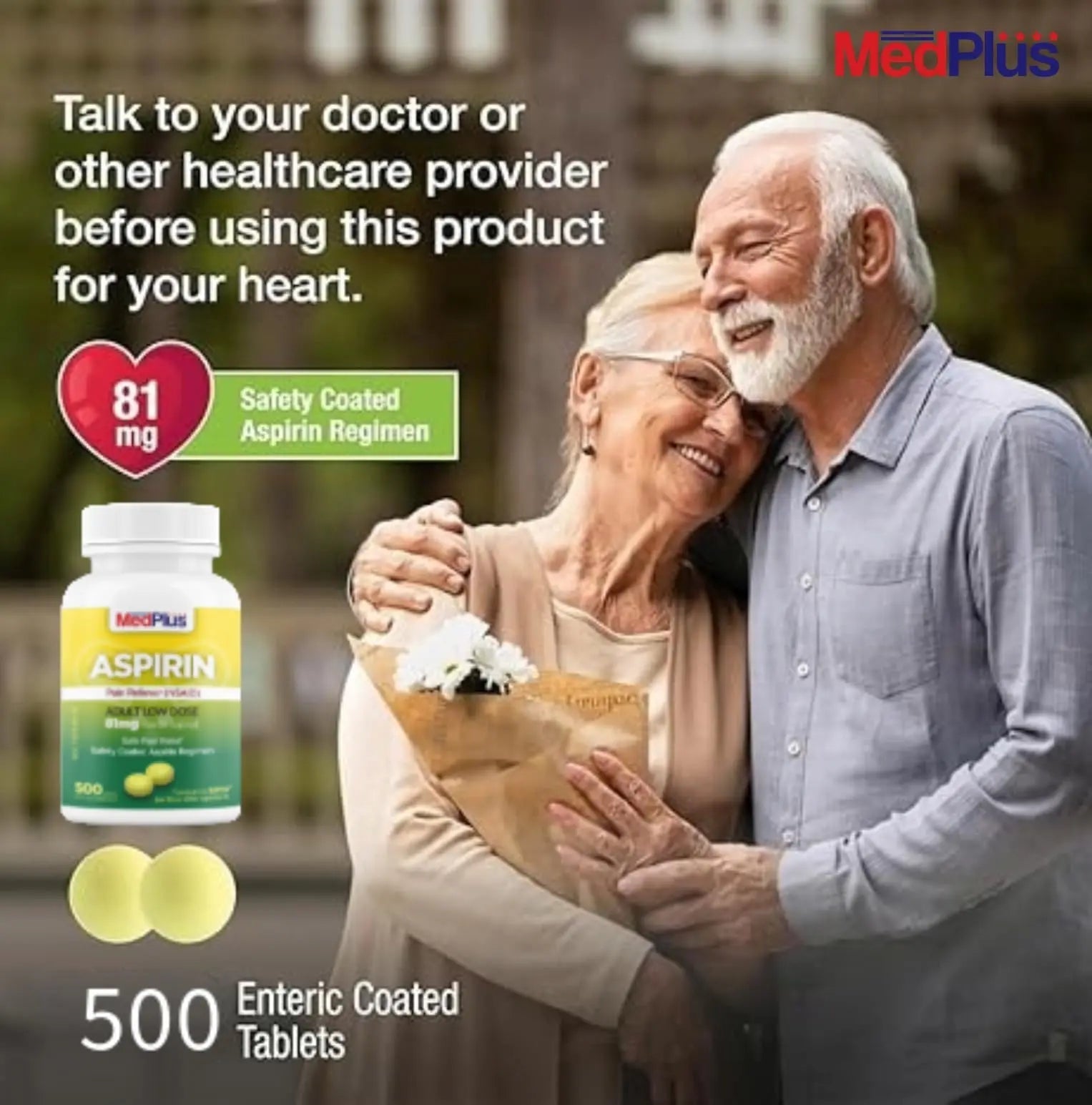 MedPlus Low Dose Aspirin 81 mg - 500 Tablets | Enteric Coated | Pain Reliever for Minor Aches and Pains, Fever Reducer - Made in USA MedPlus uk supplements