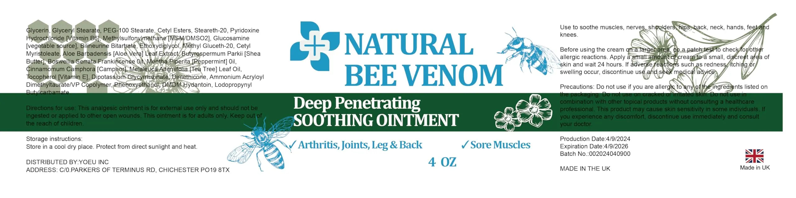 PIBIOOMAP Zealand Bee Venom Serum Gel, Professional for Joint, Muscle, Bone Cream, 24h Fast Release, Soothing Powerful for Back, Neck, Hand, Foot, Knee, Muscle, Shoulder, Hip, Nerve PIBIOOMAP uk supplements
