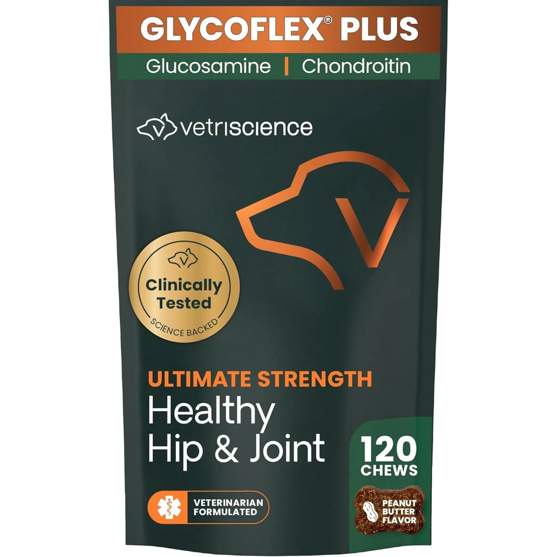 VetriScience Ultimate Strength Hip & Joint Supplement for Dogs, GlycoFlex Plus – MSM, Chondroitin & Green-Lipped Mussel Chews for Mobility, Flexibility, Comfort & Support, Peanut Butter Flavor 120 Cnt VETRISCIENCE uk supplements