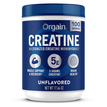 Orgain Creatine Monohydrate Micronized Powder, 100 Servings, Unflavored, Supports Muscle Growth, Post Workout Recovery and Brain Health, No Artificial Additives, for Men & Women, Vegan Orgain uk supplements