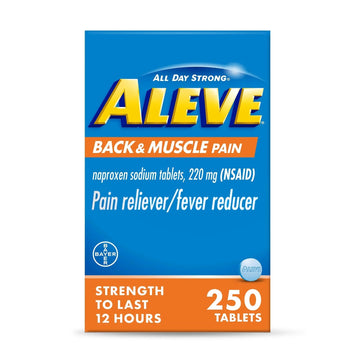 Aleve Back & Muscle Pain Relief Naproxen Sodium Tablets, Pain Reliever & Fever Reducer, Medicine for Body , 250 Count Aleve uk supplements