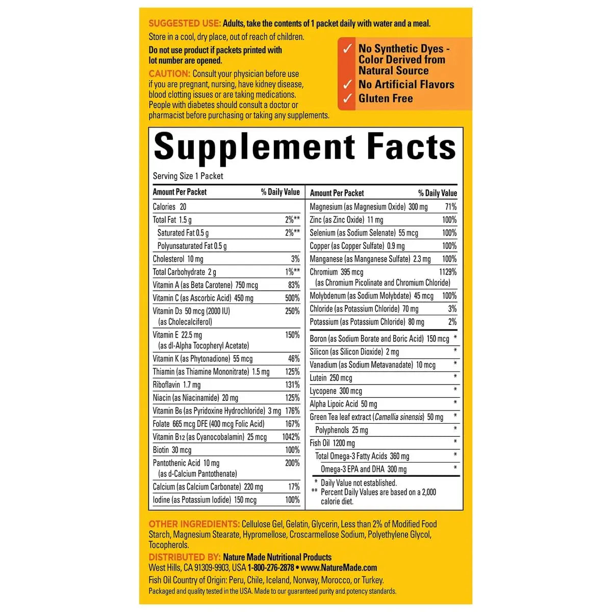 Nature Made Daily Diabetes Health Pack, Dietary Supplement for Nutritional Support, 60 Packets Bundle with a Pill oragnizer (2 Items) Nature Made uk supplements