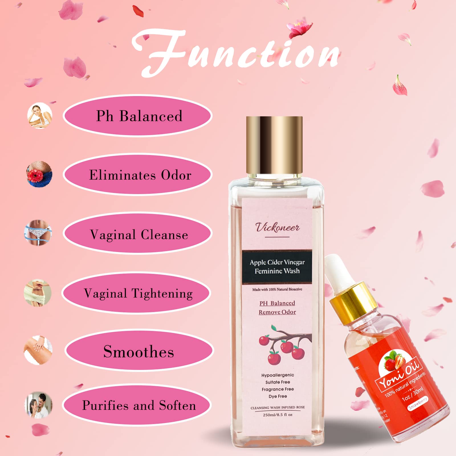 Vickoneer Yoni Wash for Women & Yoni Essential Oil, Intimate Feminine Wash Yoni Care Vickoneer uk supplements
