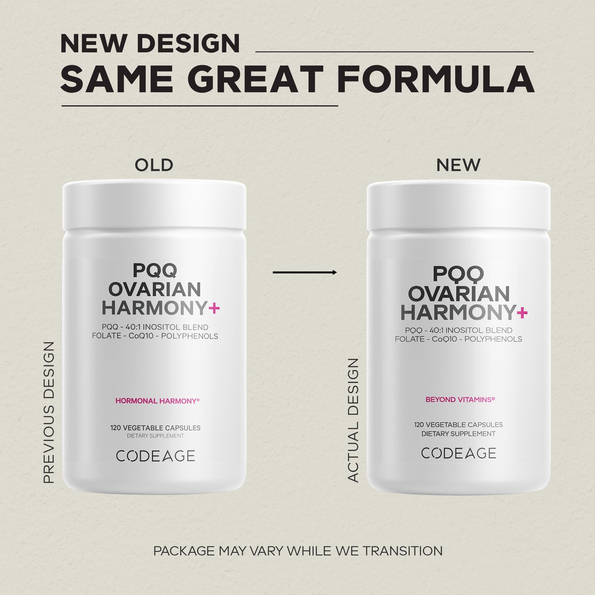 Codeage PQQ Ovarian Harmony+ Supplement - PQQ (Pyrroloquinoline Quinone), Myo-Inositol & D-Chiro-Inositol 40:1 Blend, Folate 5-MTHF, CoQ10, Wild Blueberry - Liposomal Delivery - Non-GMO - 120 Capsules Codeage uk supplements