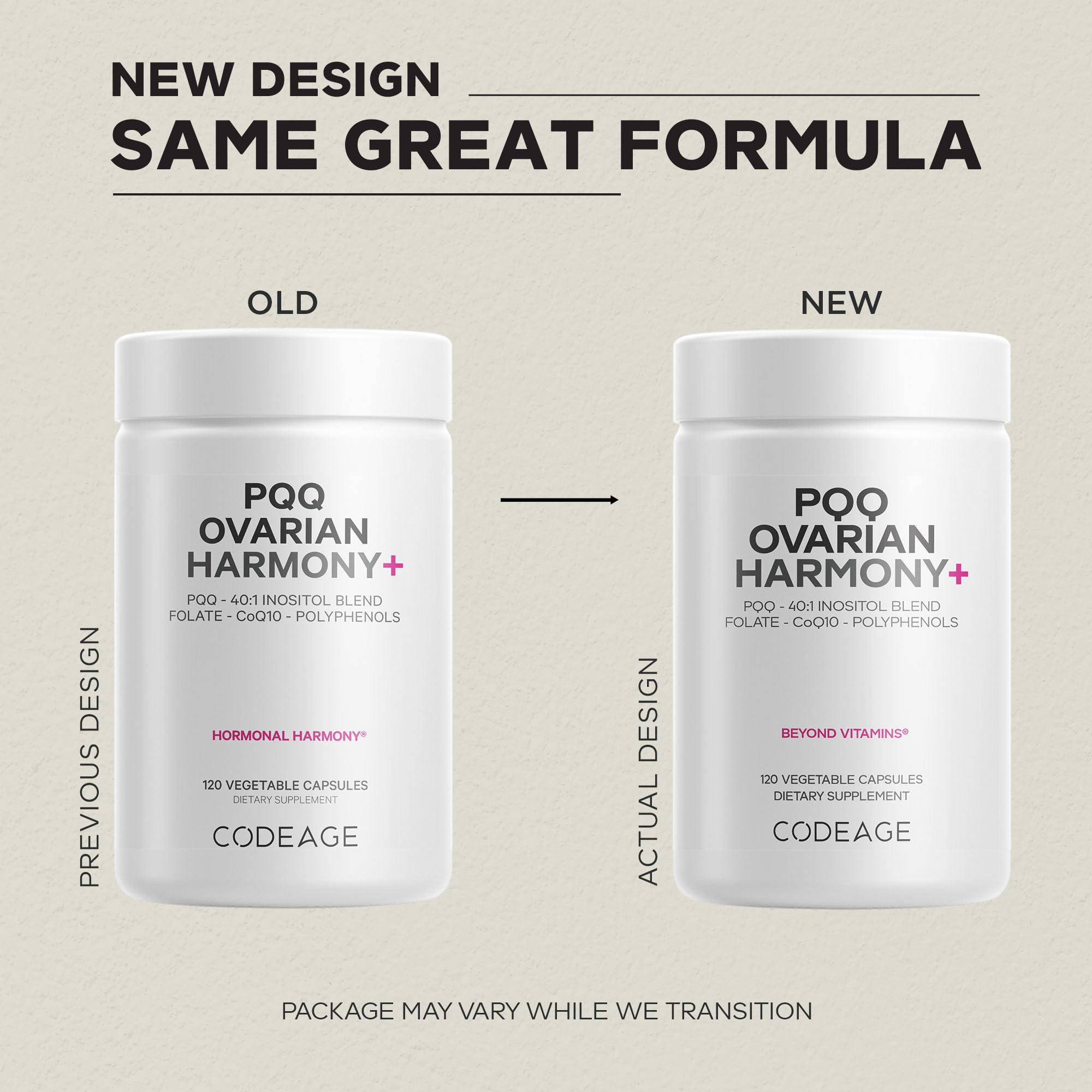 Codeage PQQ Ovarian Harmony+ Supplement - PQQ (Pyrroloquinoline Quinone), Myo-Inositol & D-Chiro-Inositol 40:1 Blend, Folate 5-MTHF, CoQ10, Wild Blueberry - Liposomal Delivery - Non-GMO - 120 Capsules Codeage uk supplements
