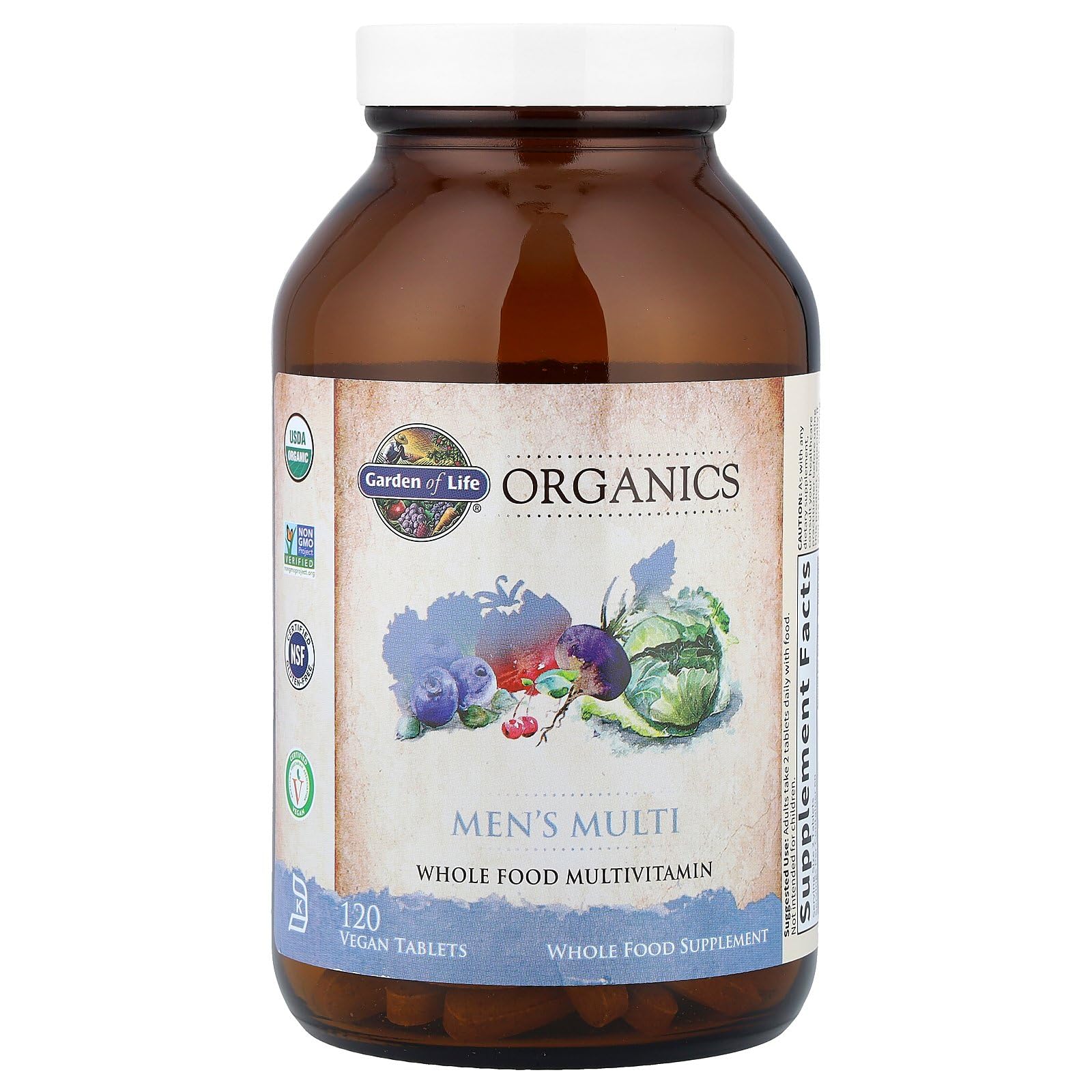 Garden of Life Organics Whole Food Multivitamin for Men, 120 Tablets, Vegan Mens Vitamins and Minerals for Health and Well-Being, Certified Organic Vegan Multi Garden of Life uk supplements