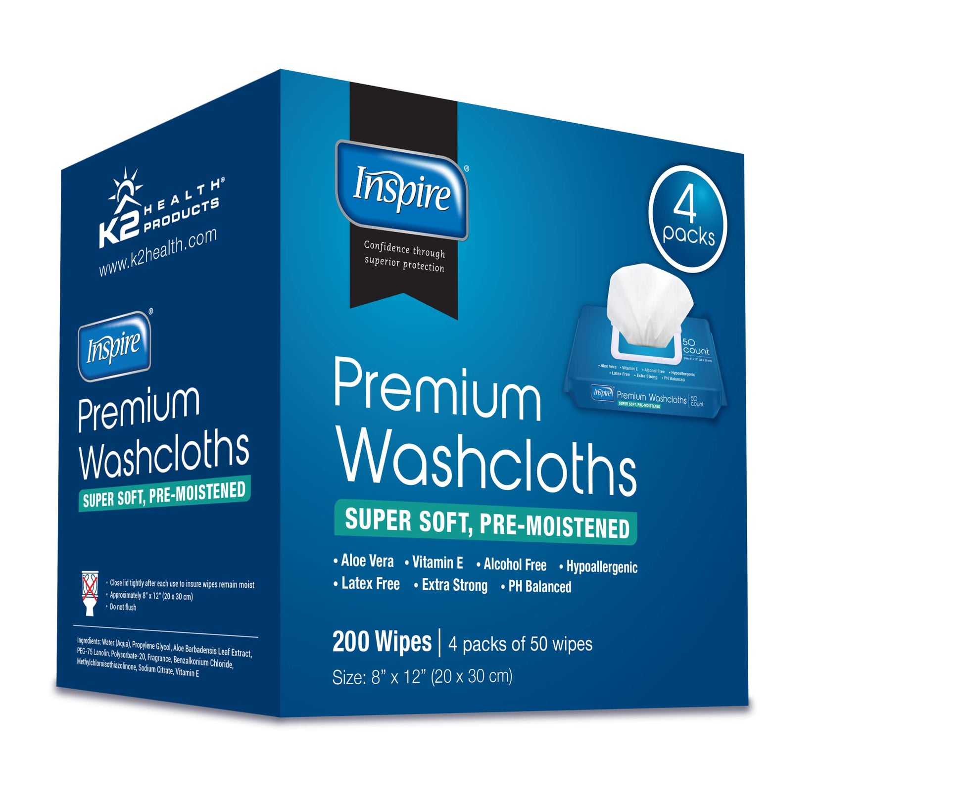Inspire Adult Wet Wipes, Adult Wash Cloths, Adult Wipes for Incontinence Inspire uk supplements