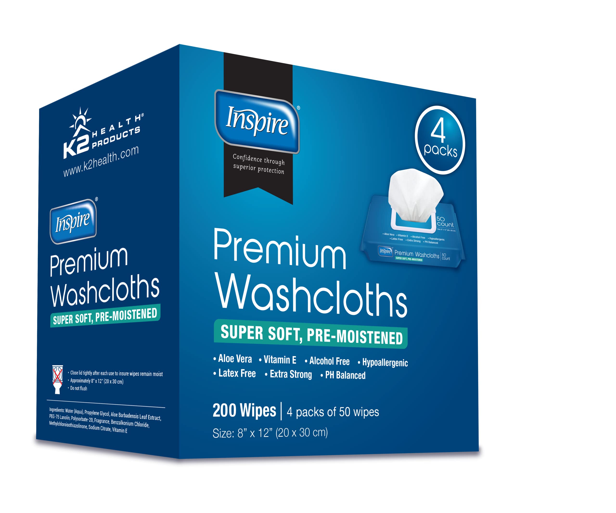 Inspire Adult Wet Wipes, Adult Wash Cloths, Adult Wipes for Incontinence Inspire uk supplements